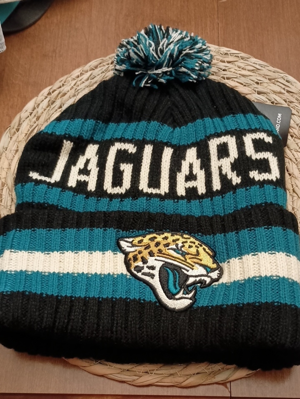 Jaguars Pom Beanie - Teal, Black & White